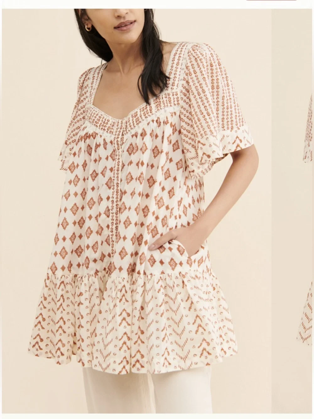 Free People HEARTS DESIRE PRINT TUNIC DRESS IN IVORY COMBO